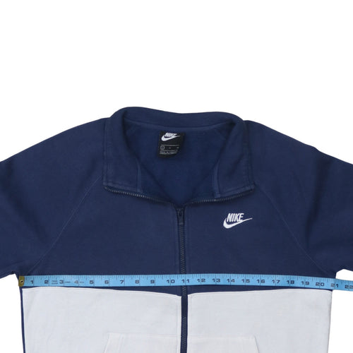 Nike Men's Blue and White Track Jacket Size S Full Zip Cotton Blend