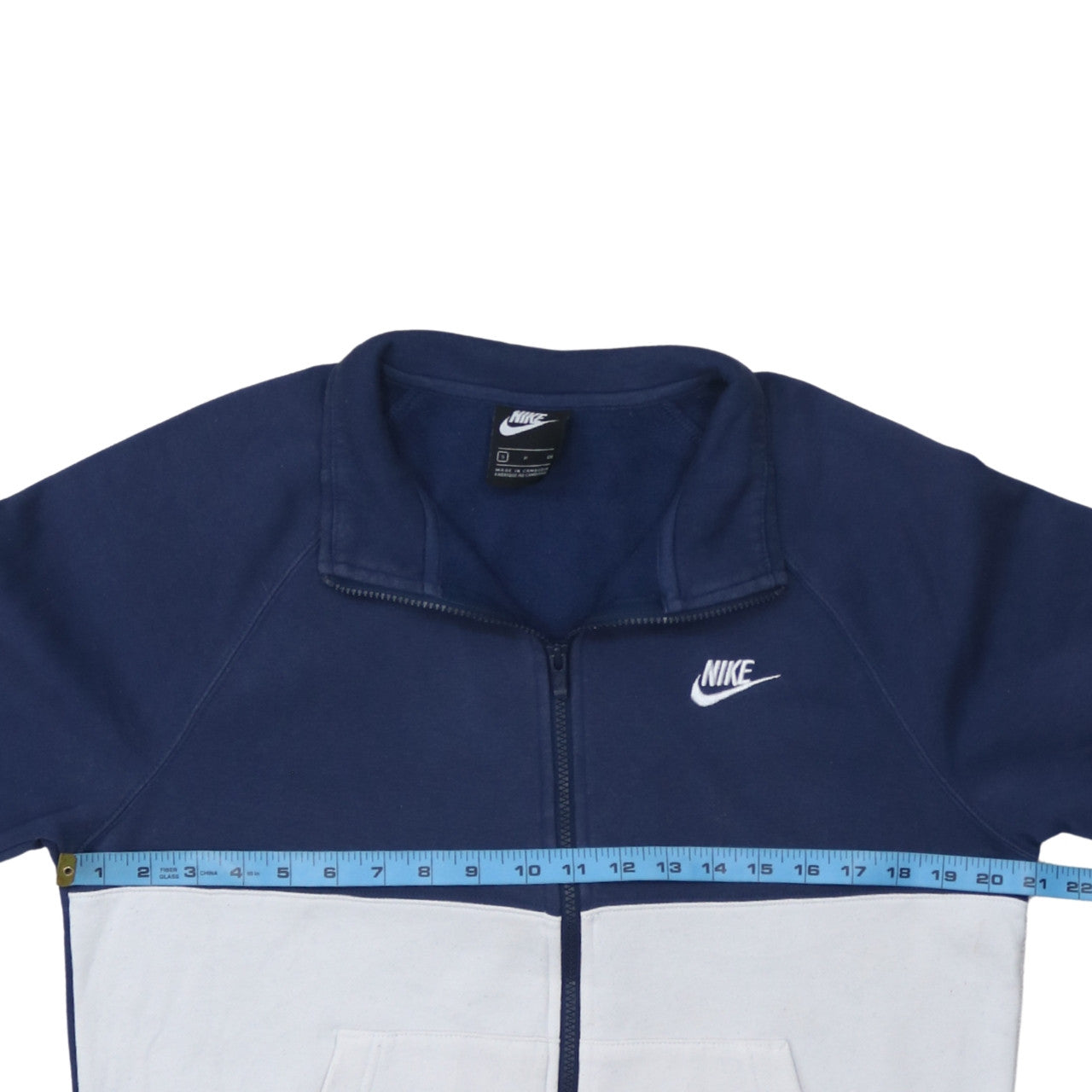 Nike Men's Blue and White Track Jacket Size S Full Zip Cotton Blend