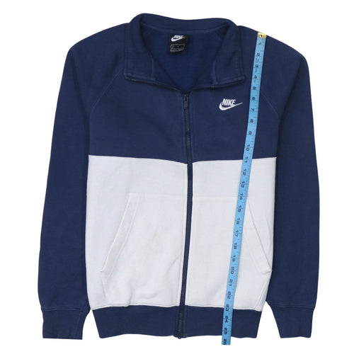 Nike Men's Blue and White Track Jacket Size S Full Zip Cotton Blend
