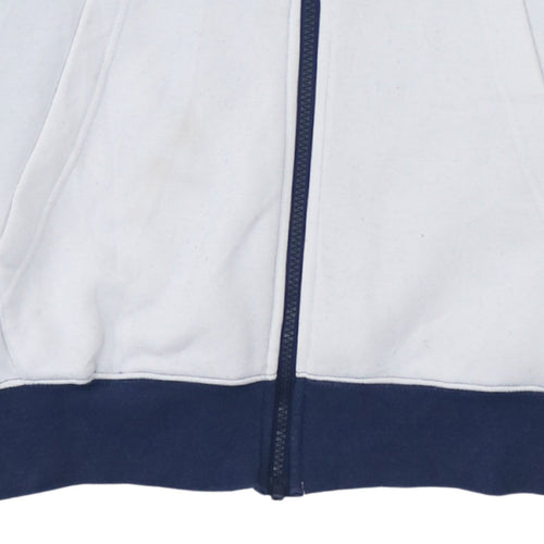 Nike Men's Blue and White Track Jacket Size S Full Zip Cotton Blend
