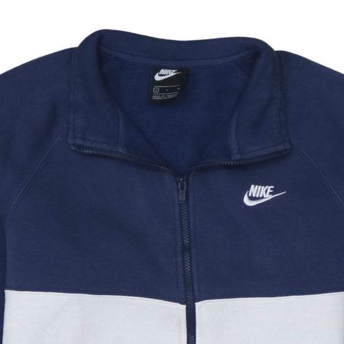Nike Men's Blue and White Track Jacket Size S Full Zip Cotton Blend
