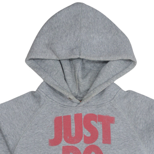 Nike Boys Grey Hoodie Small Just Do It Pullover Cotton Blend Fleece