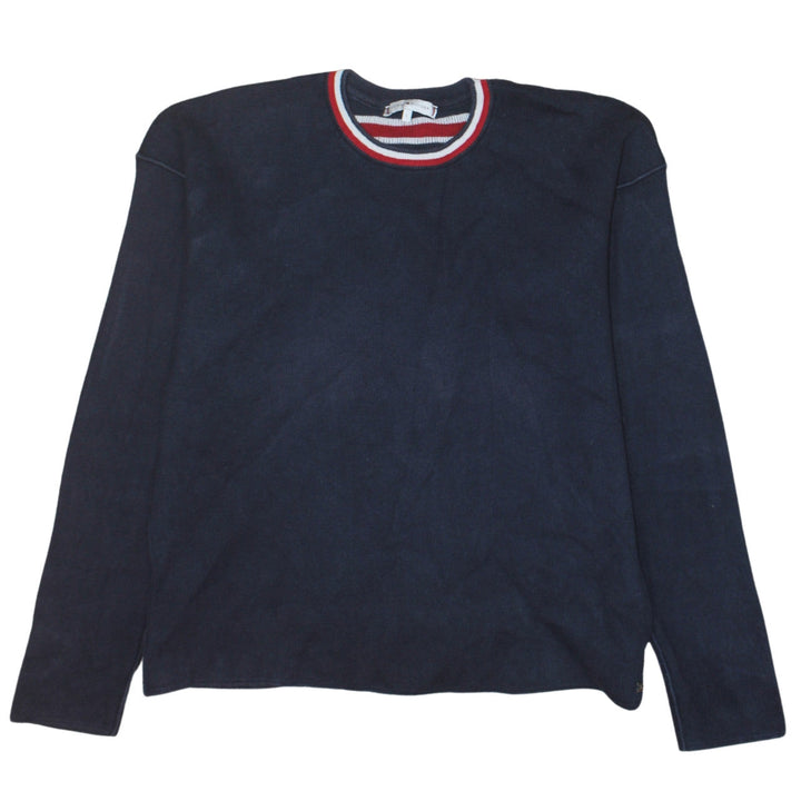 Tommy Hilfiger Women's Blue Crew Neck Cotton Pullover Jumper Size L