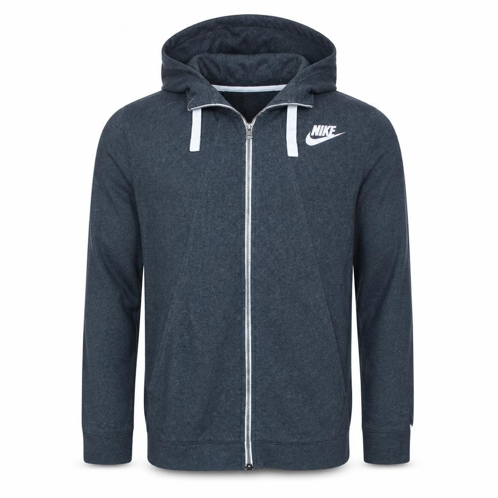 Front view of Nike Men's Grey Full Zip Hoodie Medium Regular Fit Sportswear