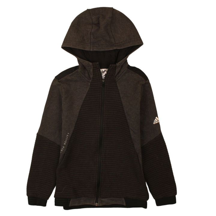 Adidas Boys Black Full Zip Hoodie 11-12 Years Regular Fit Sportswear