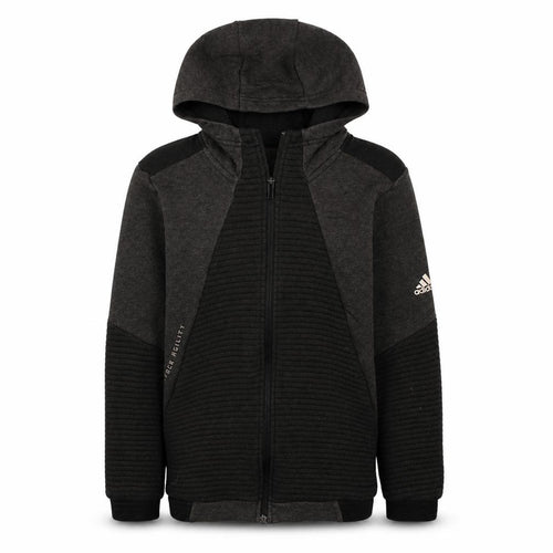 Adidas Boys Black Full Zip Hoodie 11-12 Years Regular Fit Sportswear