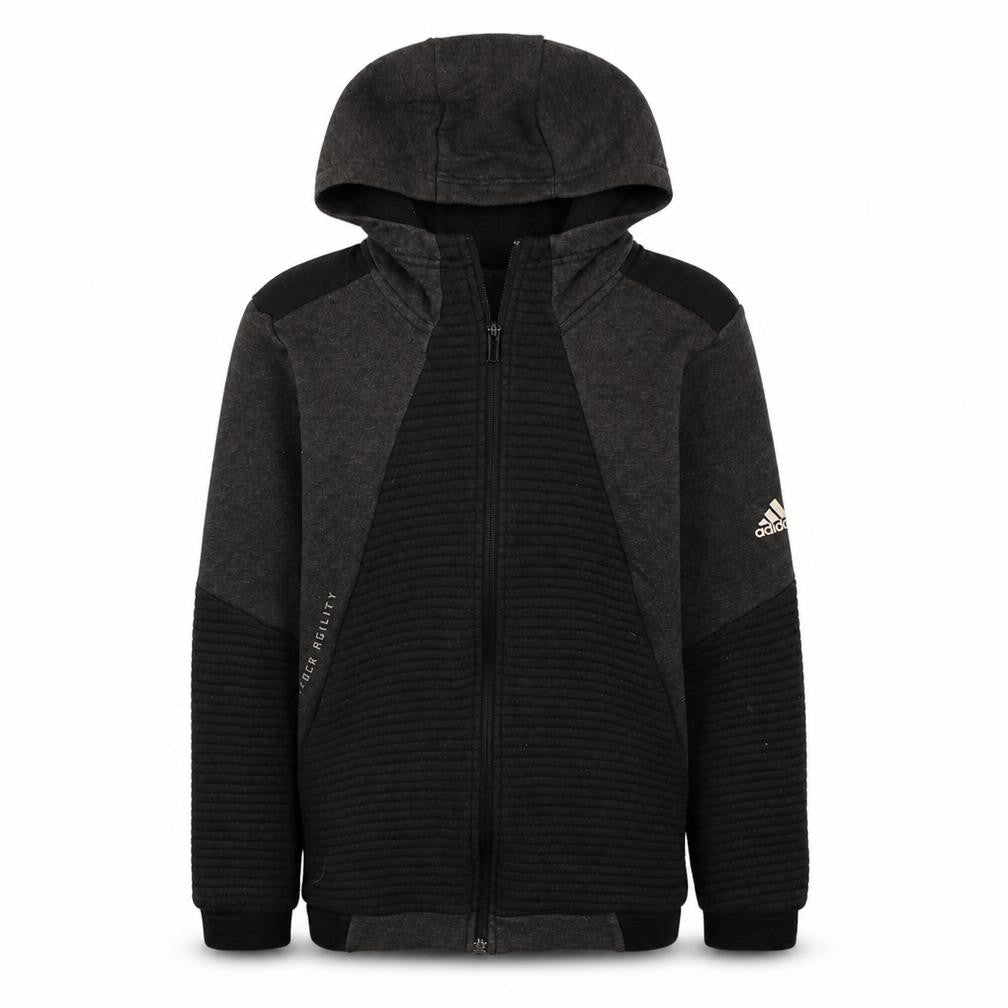 Adidas Boys Black Full Zip Hoodie 11-12 Years Regular Fit Sportswear
