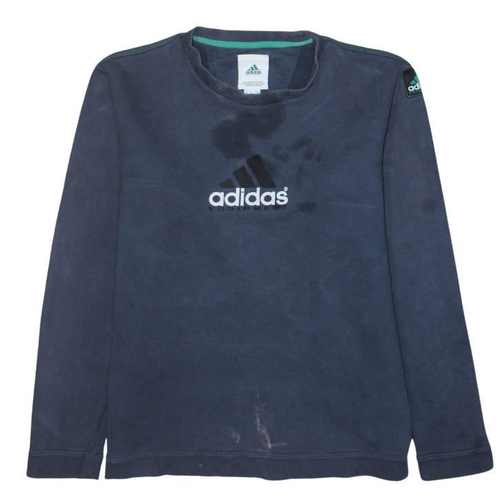 Adidas Mens Blue Pullover Sweatshirt M Vintage Crew Neck Logo Top
