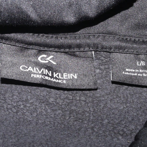 Calvin Klein Men’s Black Pullover Hoodie L Fleece Logo Sweatshirt