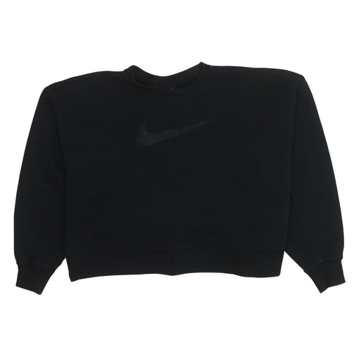 Nike Womens Black Crew Neck Pullover Sweatshirt Size M Cotton Blend Logo