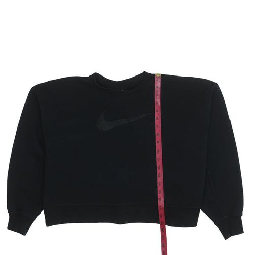Nike Womens Black Crew Neck Pullover Sweatshirt Size M Cotton Blend Logo