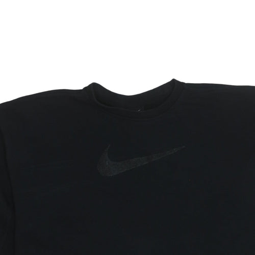 Nike Womens Black Crew Neck Pullover Sweatshirt Size M Cotton Blend Logo