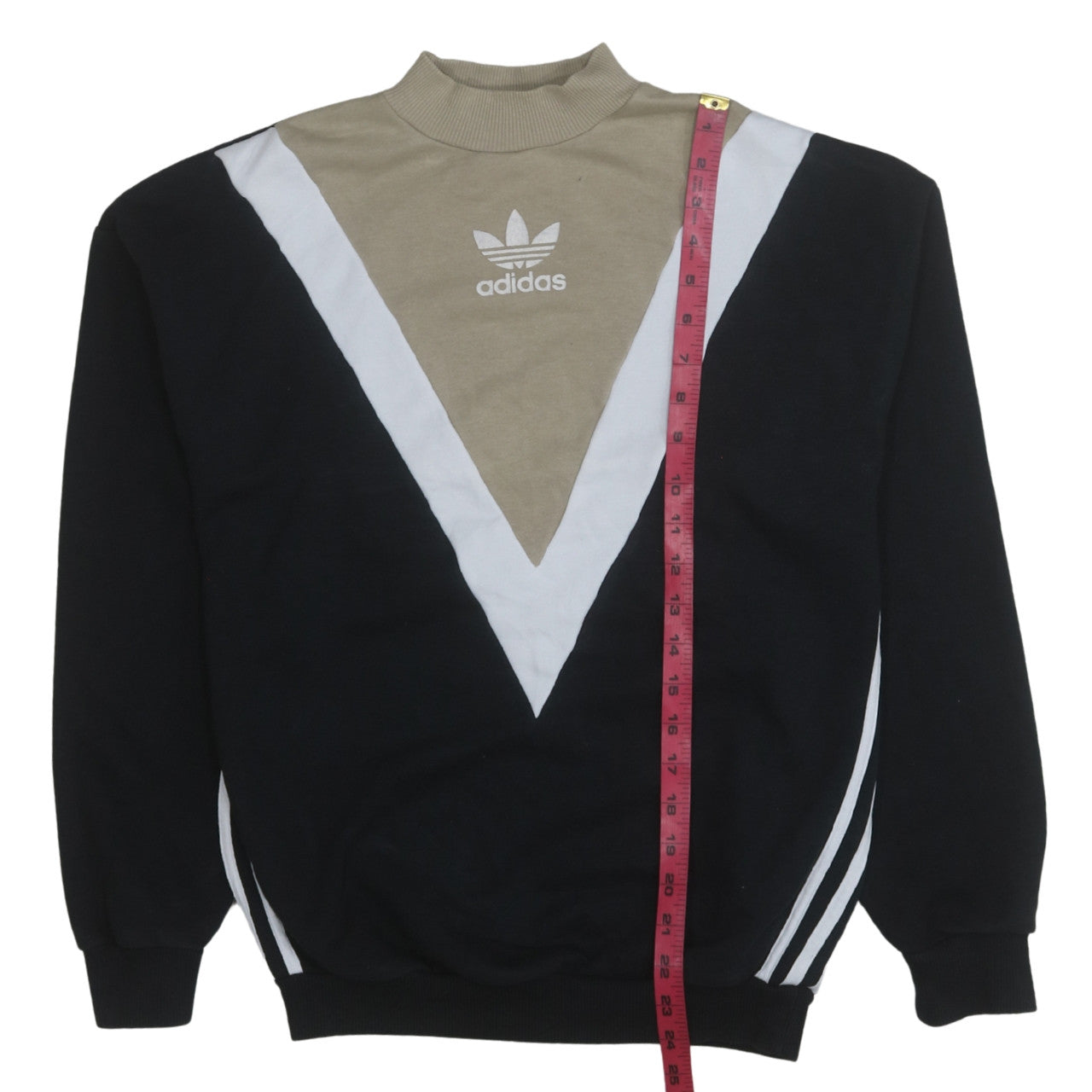 Adidas Women’s Beige Black Colourblock Crew Neck Sweatshirt Size 6