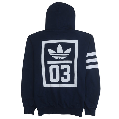 Adidas Men's Blue Full Zip Hoodie Size M Logo Sportswear
