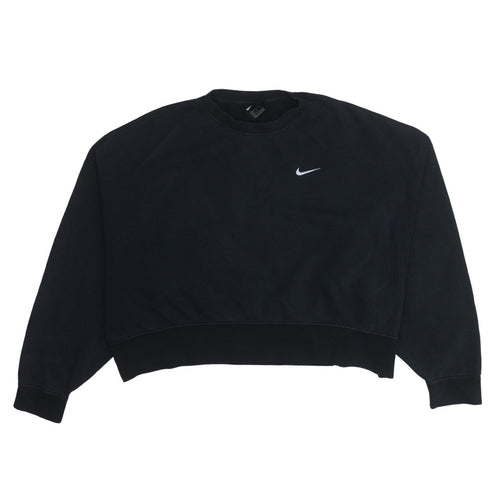 Nike Women Black L Pullover Sweatshirt Logo Cotton Blend