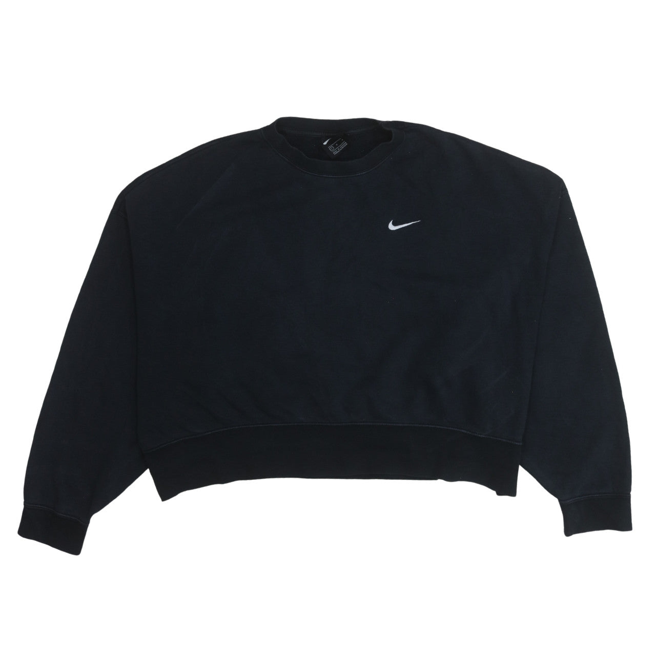 Nike Women Black L Pullover Sweatshirt Logo Cotton Blend