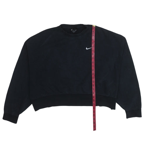 Nike Women Black L Pullover Sweatshirt Logo Cotton Blend