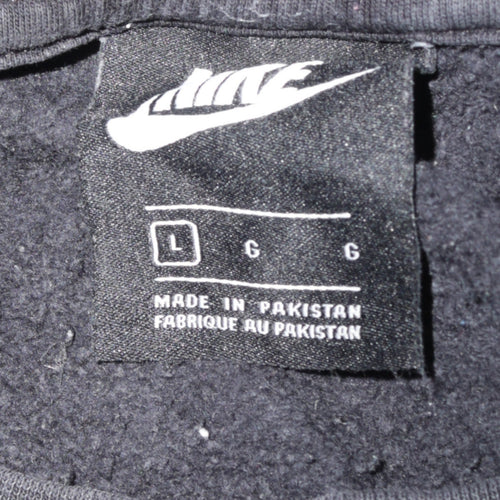 Nike Women Black L Pullover Sweatshirt Logo Cotton Blend