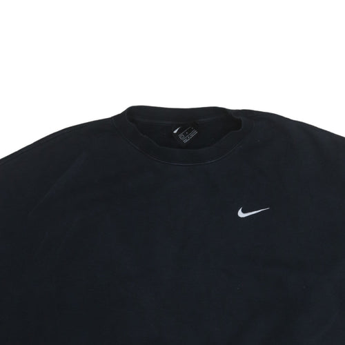 Nike Women Black L Pullover Sweatshirt Logo Cotton Blend