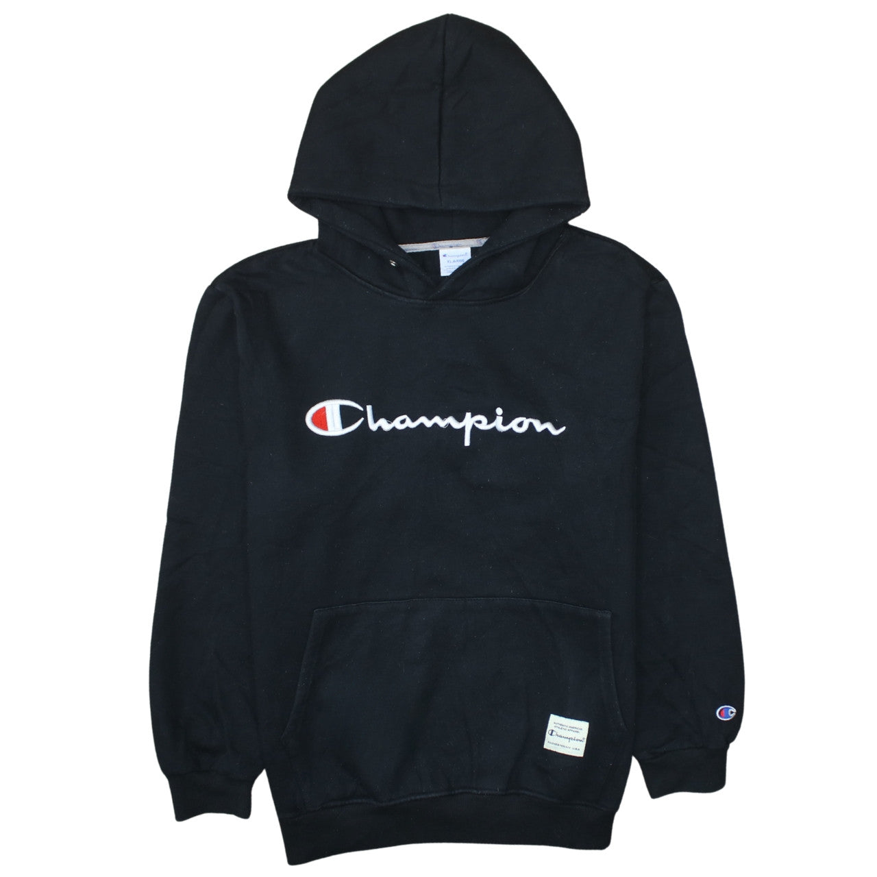 Champion Men’s Black XL Pullover Hoodie Embroidered Logo Fleece
