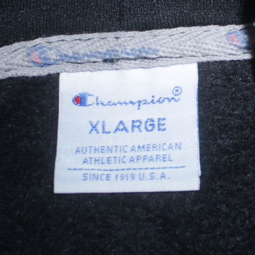 Champion Men’s Black XL Pullover Hoodie Embroidered Logo Fleece