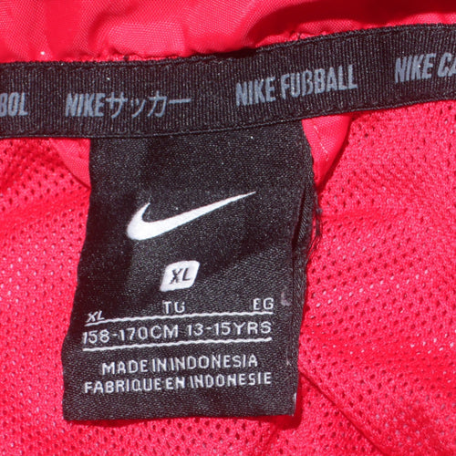 Nike Boys Red Windbreaker Football Jacket 13-15 Years Hooded Full Zip