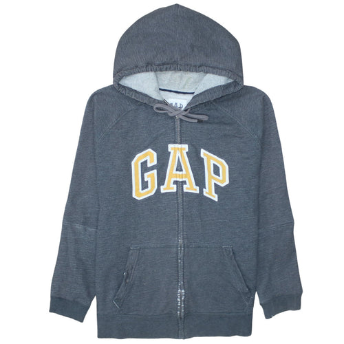GAP Men's Grey Full Zip Hoodie L Logo College Style Sweatshirt
