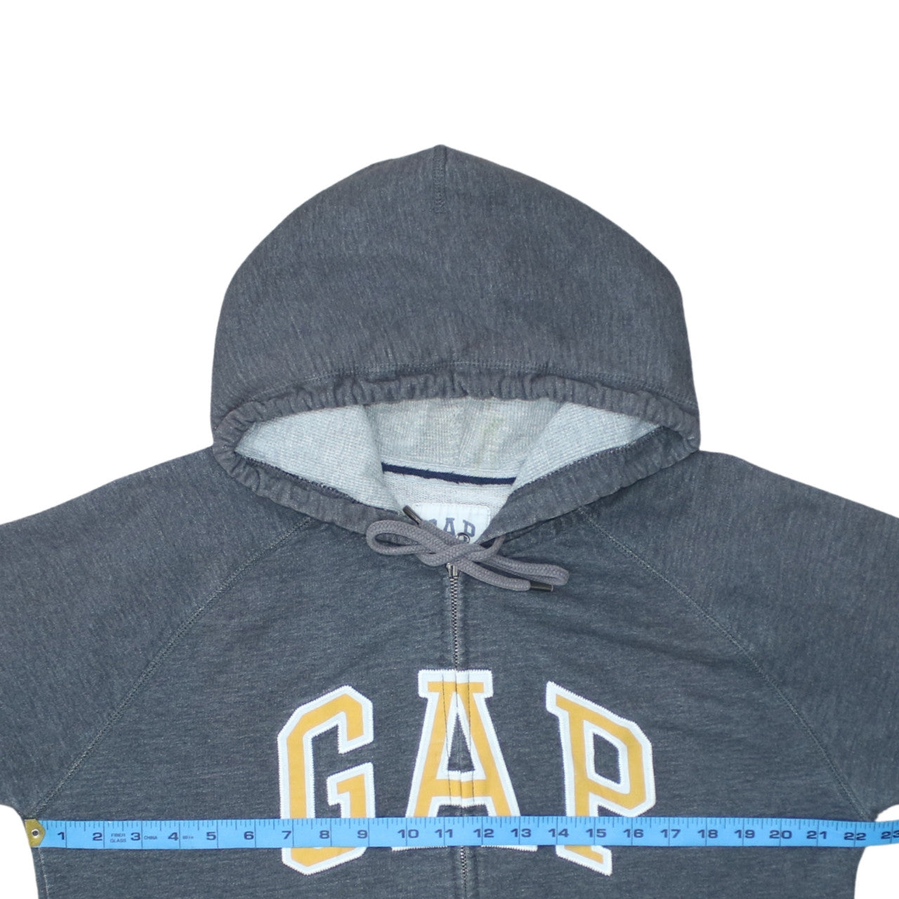 GAP Men's Grey Full Zip Hoodie L Logo College Style Sweatshirt