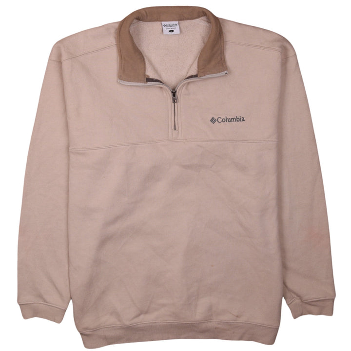 Columbia Men's Beige 1/4 Zip Fleece Sweatshirt L Regular
