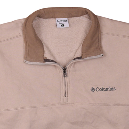Columbia Men's Beige 1/4 Zip Fleece Sweatshirt L Regular