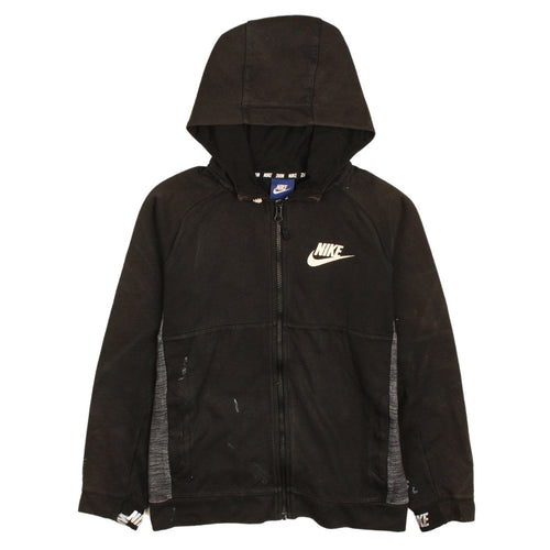 Nike Boys Black Full Zip Hoodie 12-13 Years Lined Sportswear