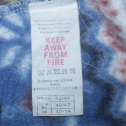 Atlas For Women White Fair Isle Fleece Jacket Size 12-14 Winter Warm Zip Up