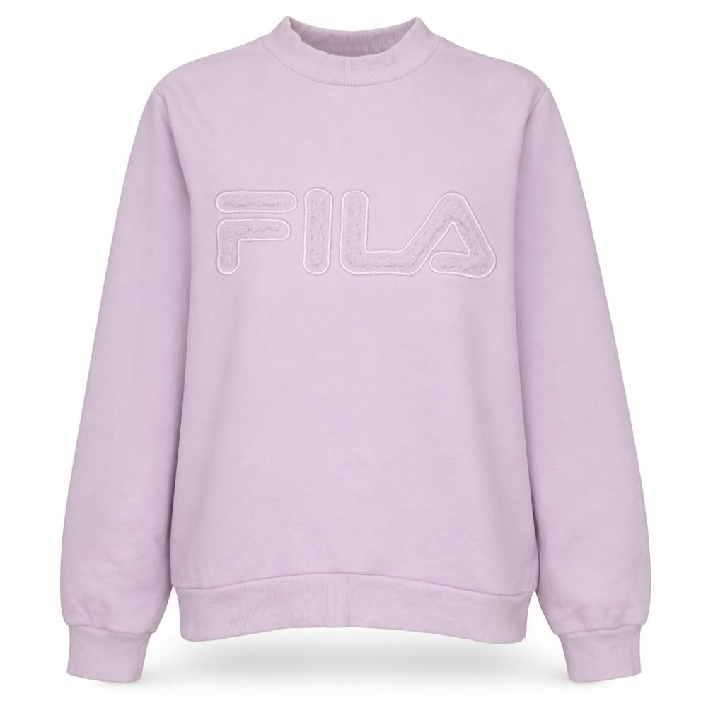 Front view of Fila women’s pink crew neck pullover sweatshirt xl cotton blend