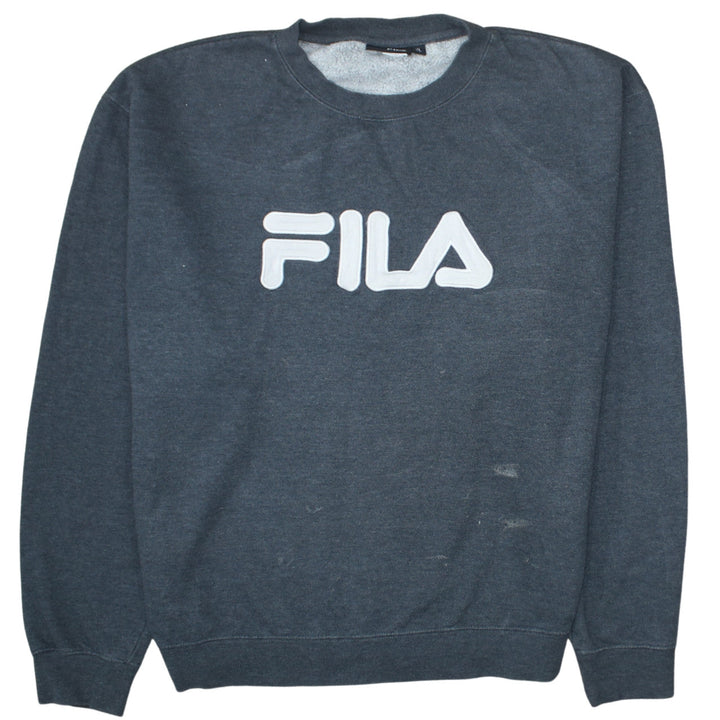 Fila Men's Grey Logo Crew Neck Pullover Sweatshirt XL