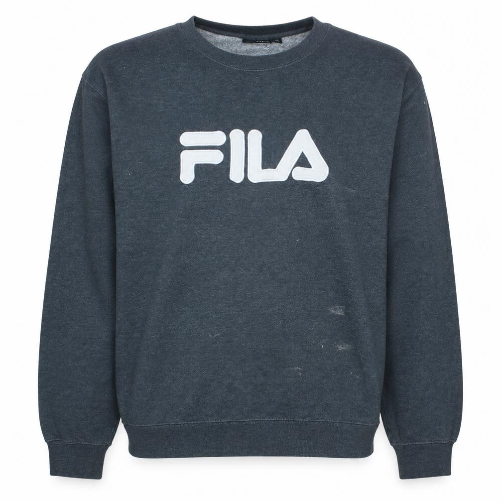 Front view of Fila Men's Grey Logo Crew Neck Pullover Sweatshirt XL