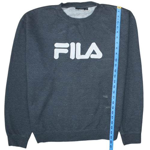 Fila Men's Grey Logo Crew Neck Pullover Sweatshirt XL