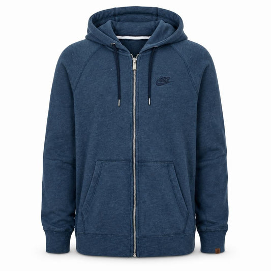 Front view of Nike Men's Blue Full Zip Hoodie Jacket, size S, Regular Fit