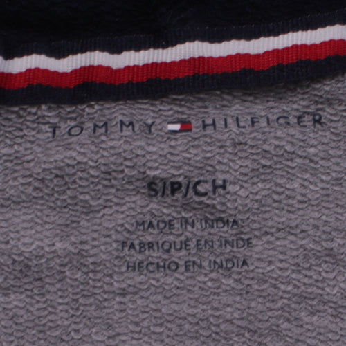 Tommy Hilfiger Men's Grey Pullover Hoodie Small Logo Graphic