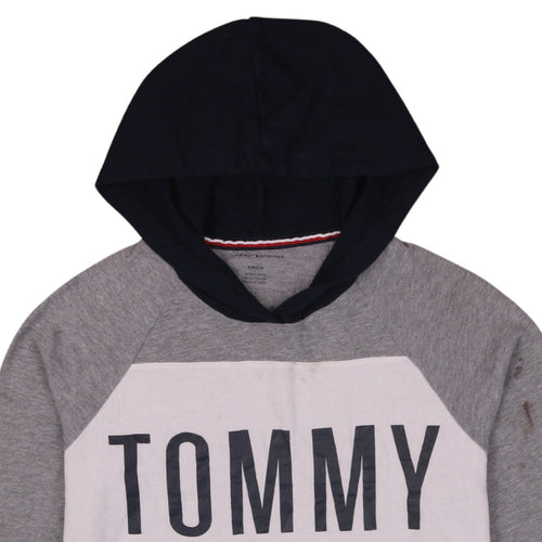 Tommy Hilfiger Men's Grey Pullover Hoodie Small Logo Graphic