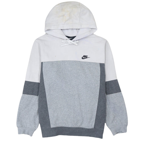 Nike Men's Grey Colour Block Pullover Hoodie Size S