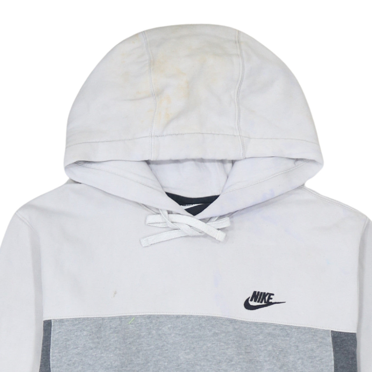 Nike Men's Grey Colour Block Pullover Hoodie Size S