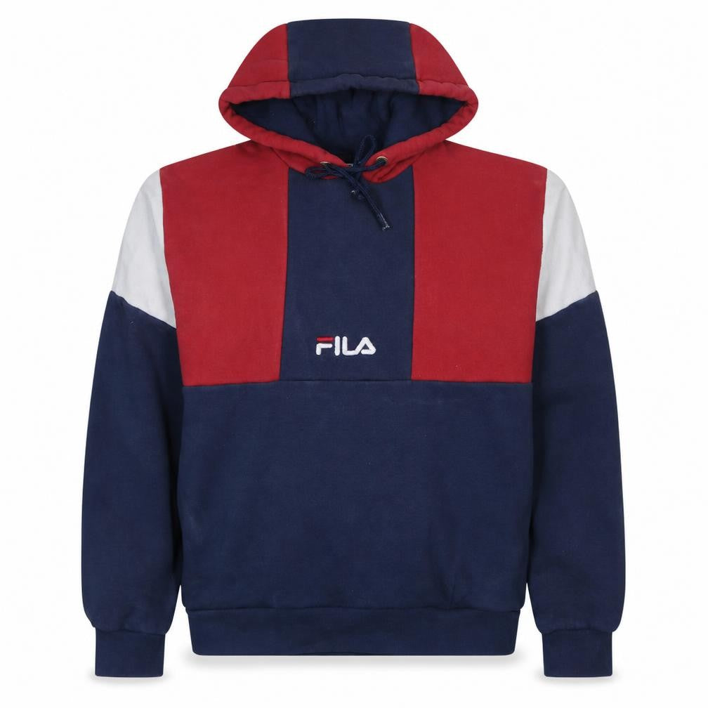 Front view of Fila Men's Multicoloured Pullover Hoodie, size M, Retro Sportswear