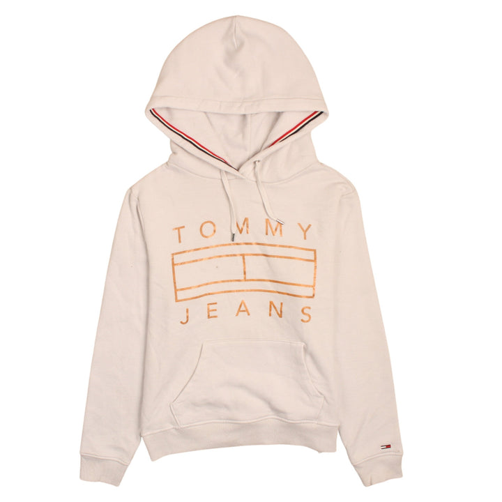 Tommy Jeans Women Beige Small Pullover Hoodie with Logo