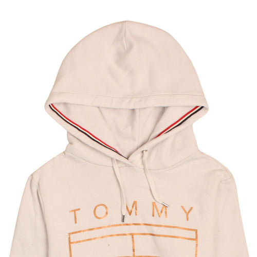 Tommy Jeans Women Beige Small Pullover Hoodie with Logo