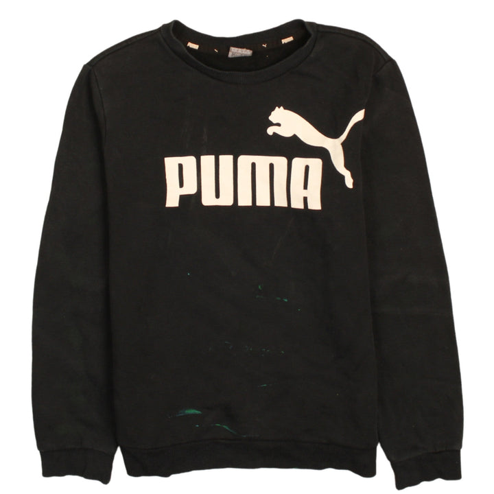 Puma Boys Black Crew Neck Logo Pullover Sweatshirt 11-12 Years