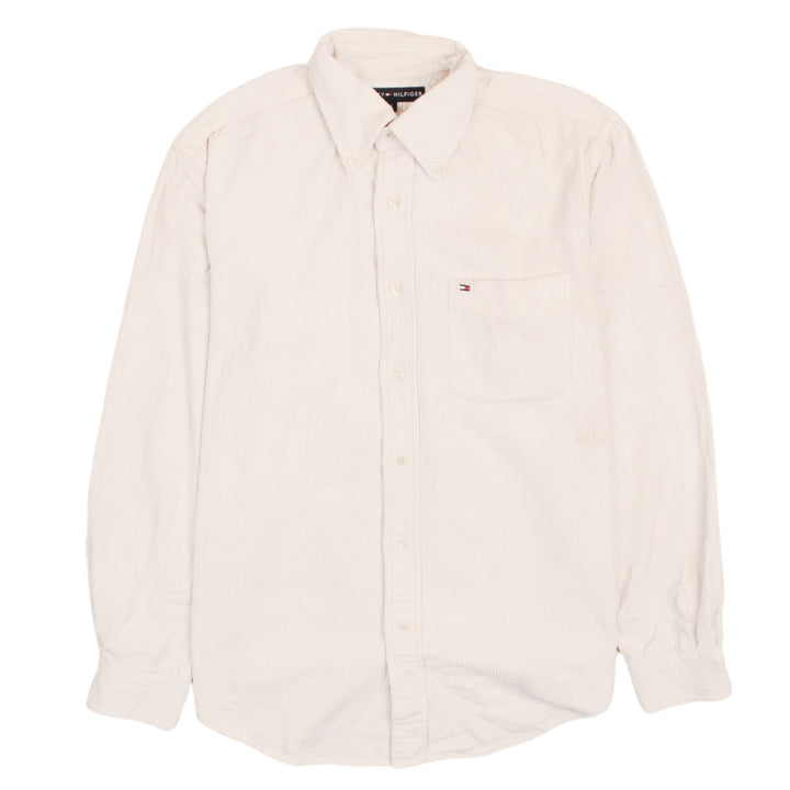 Tommy Hilfiger Men's Beige Corduroy Long Sleeve Button-Up Shirt M