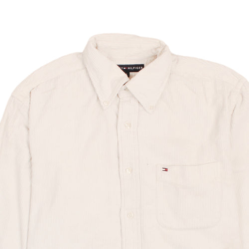 Tommy Hilfiger Men's Beige Corduroy Long Sleeve Button-Up Shirt M
