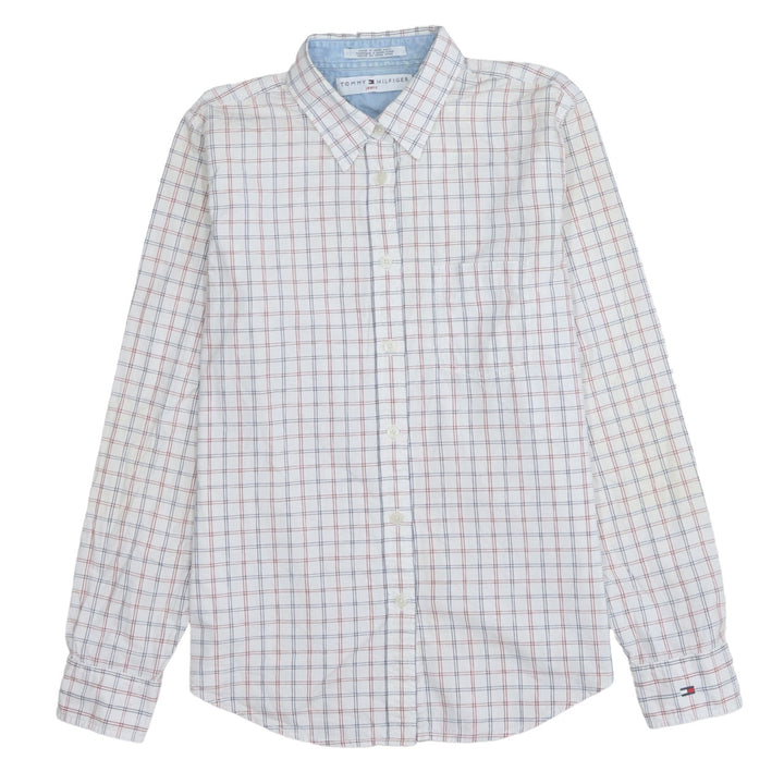 Tommy Hilfiger Jeans Mens White Check Button-Down Shirt Size M