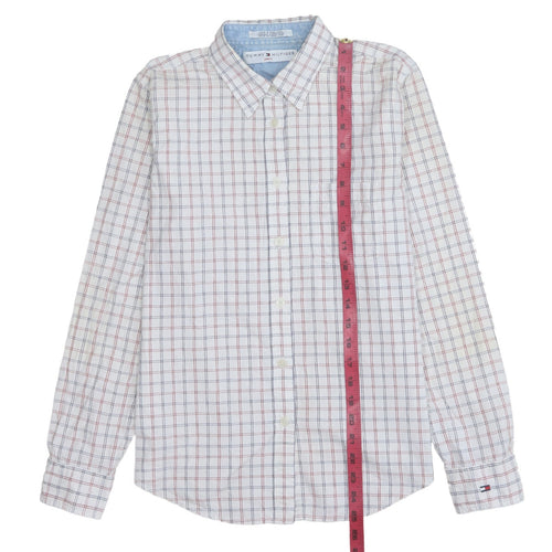 Tommy Hilfiger Jeans Mens White Check Button-Down Shirt Size M