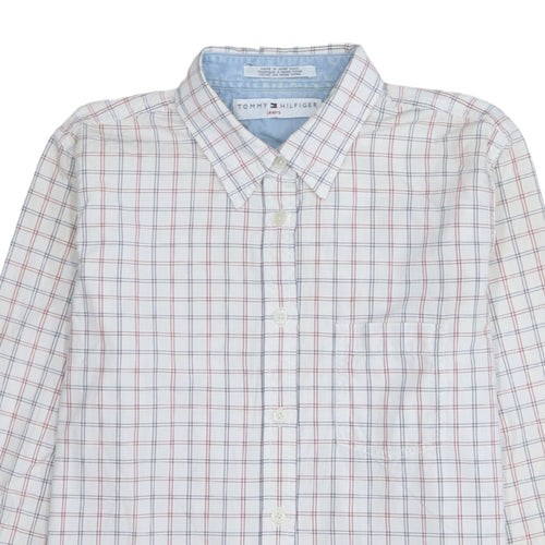 Tommy Hilfiger Jeans Mens White Check Button-Down Shirt Size M
